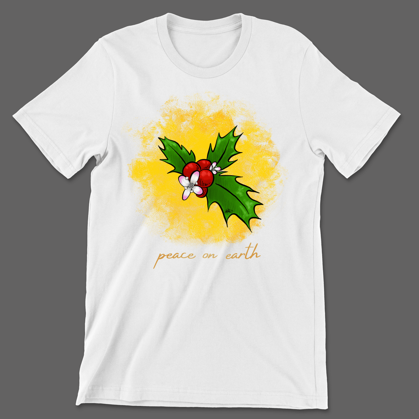 Peace on Earth Holly Tee - H.S. Designs Global, LLC