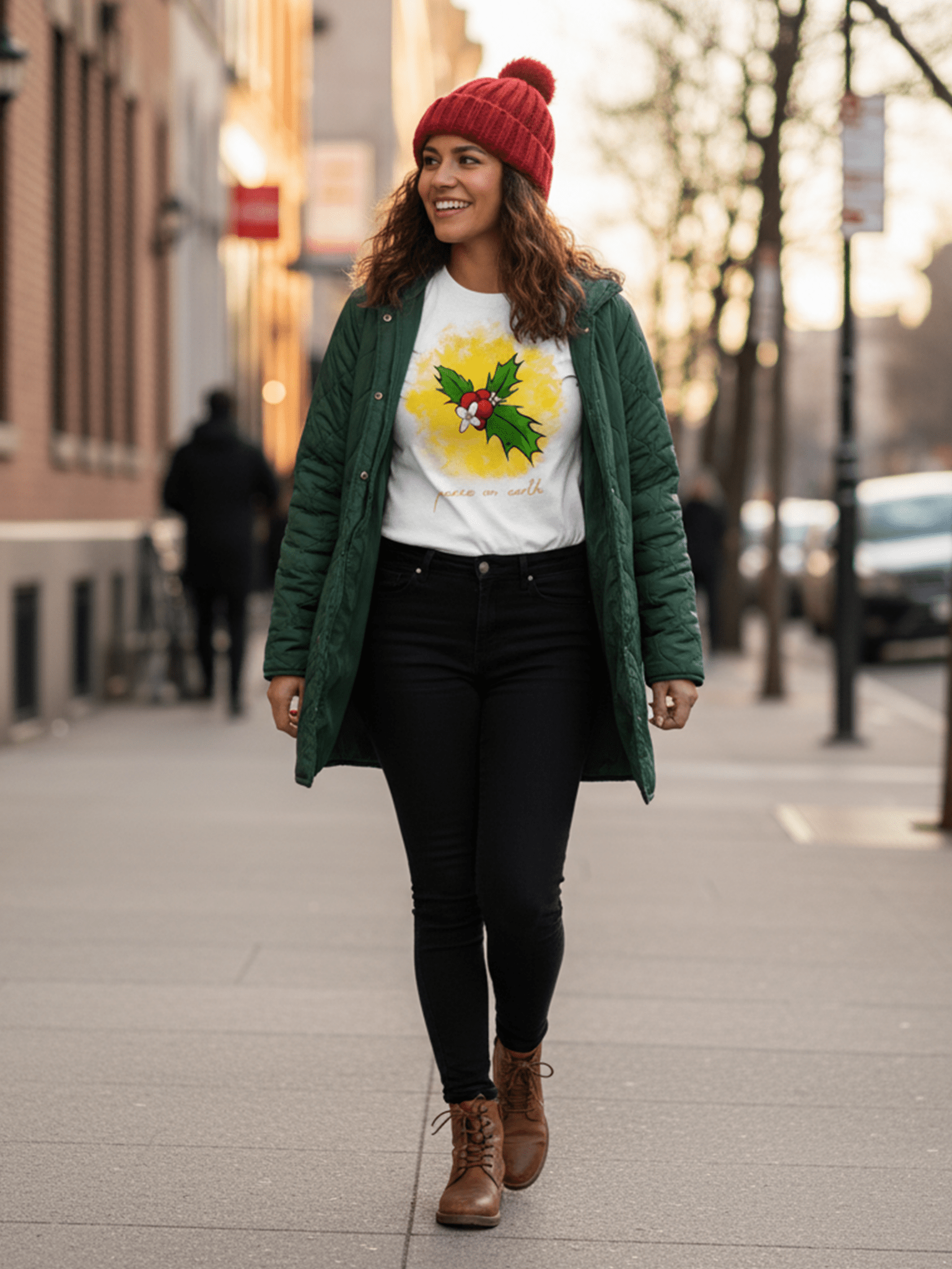 Peace on Earth Holly Tee - H.S. Designs Global, LLC