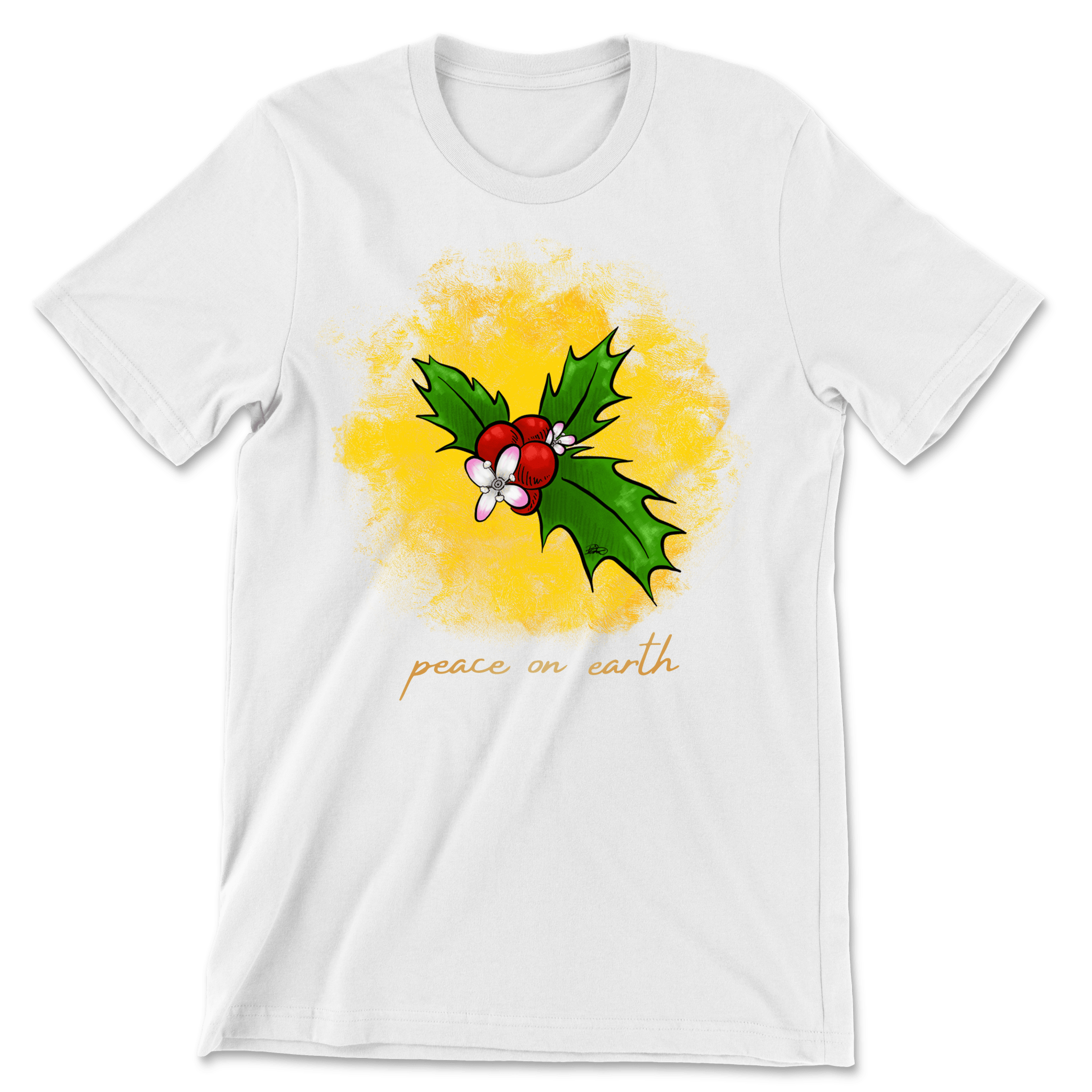 Peace on Earth Holly Tee - H.S. Designs Global, LLC